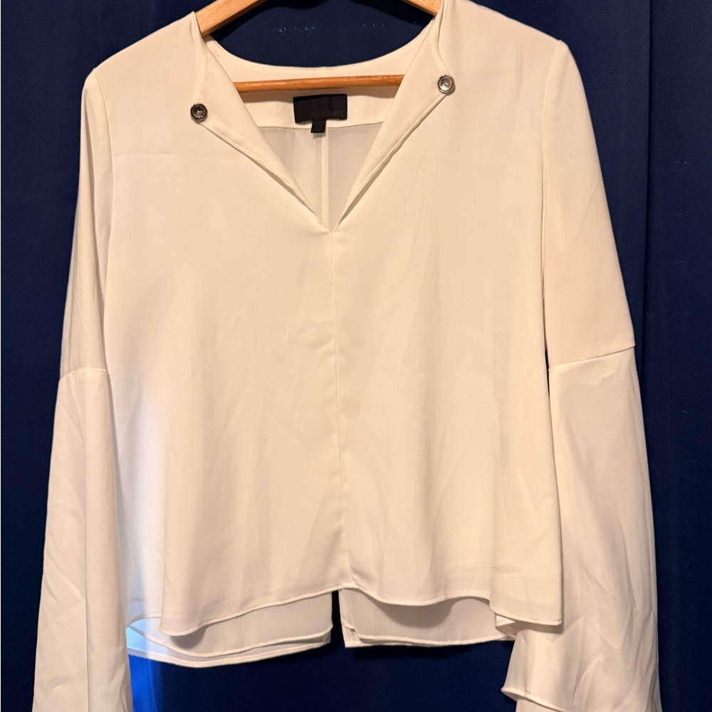 INTERMIX White Blouse with Button Accents